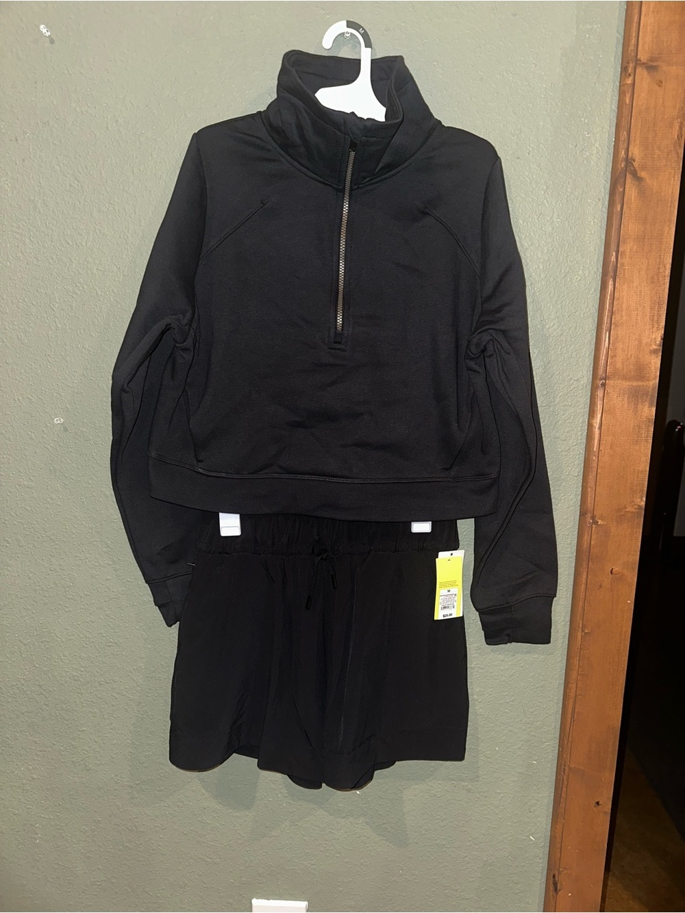 all in motion Black Half-Zip Pullover Sweatshirt and all in motion shorts